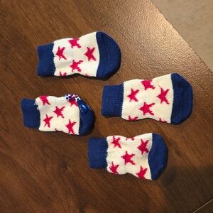 NEW small Puppy Socks Pup Shoes with gripper bottoms patriotic 🇺🇲 stars NWOT